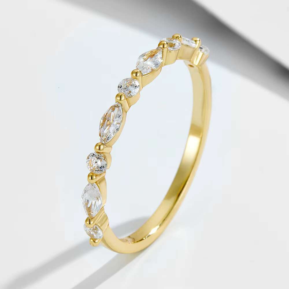 DHCollections Hot Sale S Sier Ring Gold Plated Delicate Bg Dia Cubic Zirconia Cz Pave Engagement Rings for Women