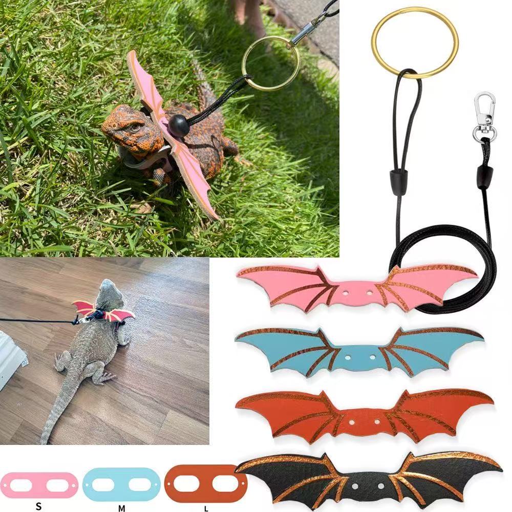Set of three: Little crocodile lizard costume for outings, devilish attire, leash with wings, and climbing pet crocodile outfit.