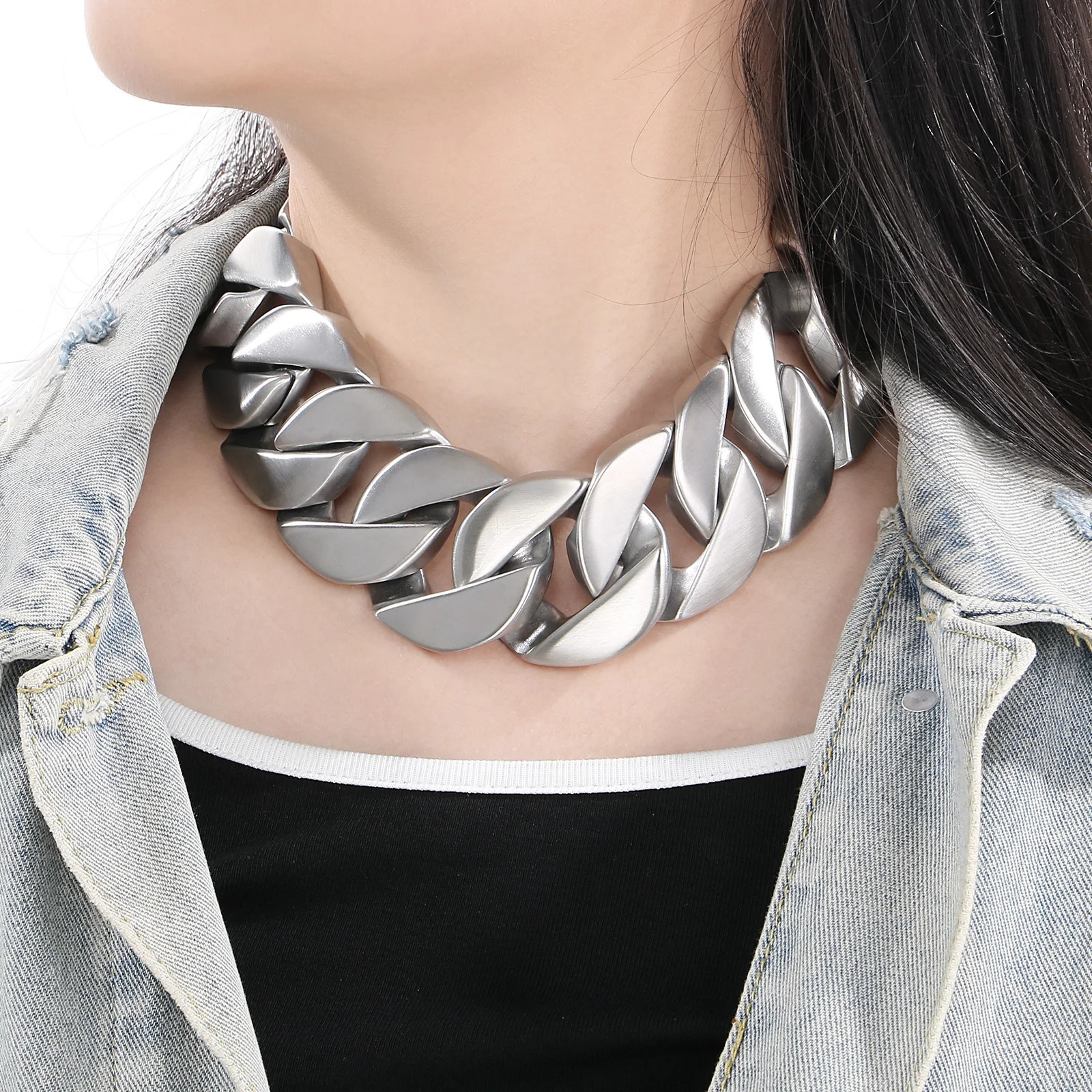 4m Bigger Heavier Brushed Chunky Cuban Chain Necklace - 316L Stainless Steel - KN288399-KJX250408