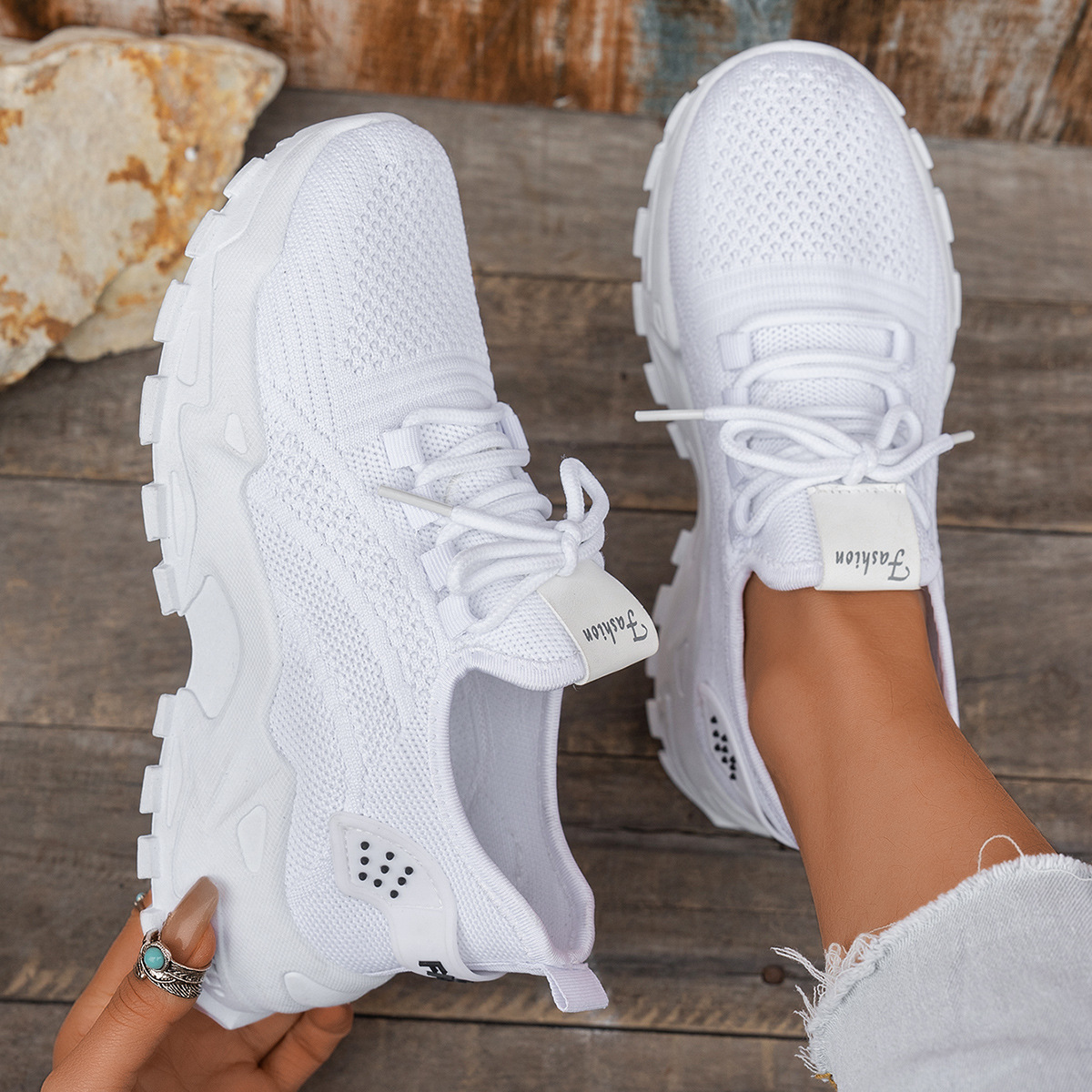 Comfortable Large size Women's white shoes,summer mesh lace sneakers, lowtop running shoes travel and vacation leisure comfortable