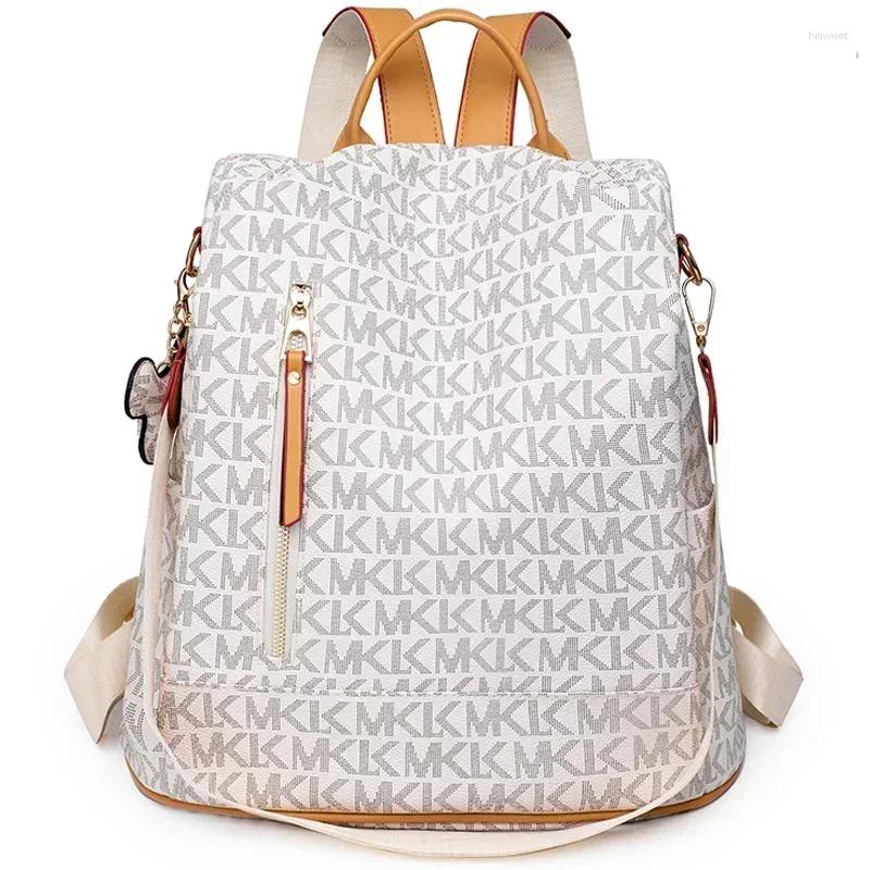 School Bags Luxury Women's Designer Letter Printing Backpacks With Delicate PVC Fabric Knapsack Burglar Proof Bookbag Travel Bag Sac A Dos