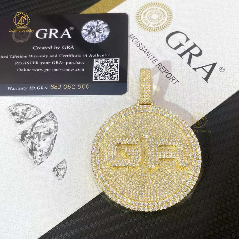 Factory Customized 3d Custom Name Hip Hop Pendant Vvs Moissanite Diamonds Cuban Chain Moissanite Pendant Men Iced Out Jewelry