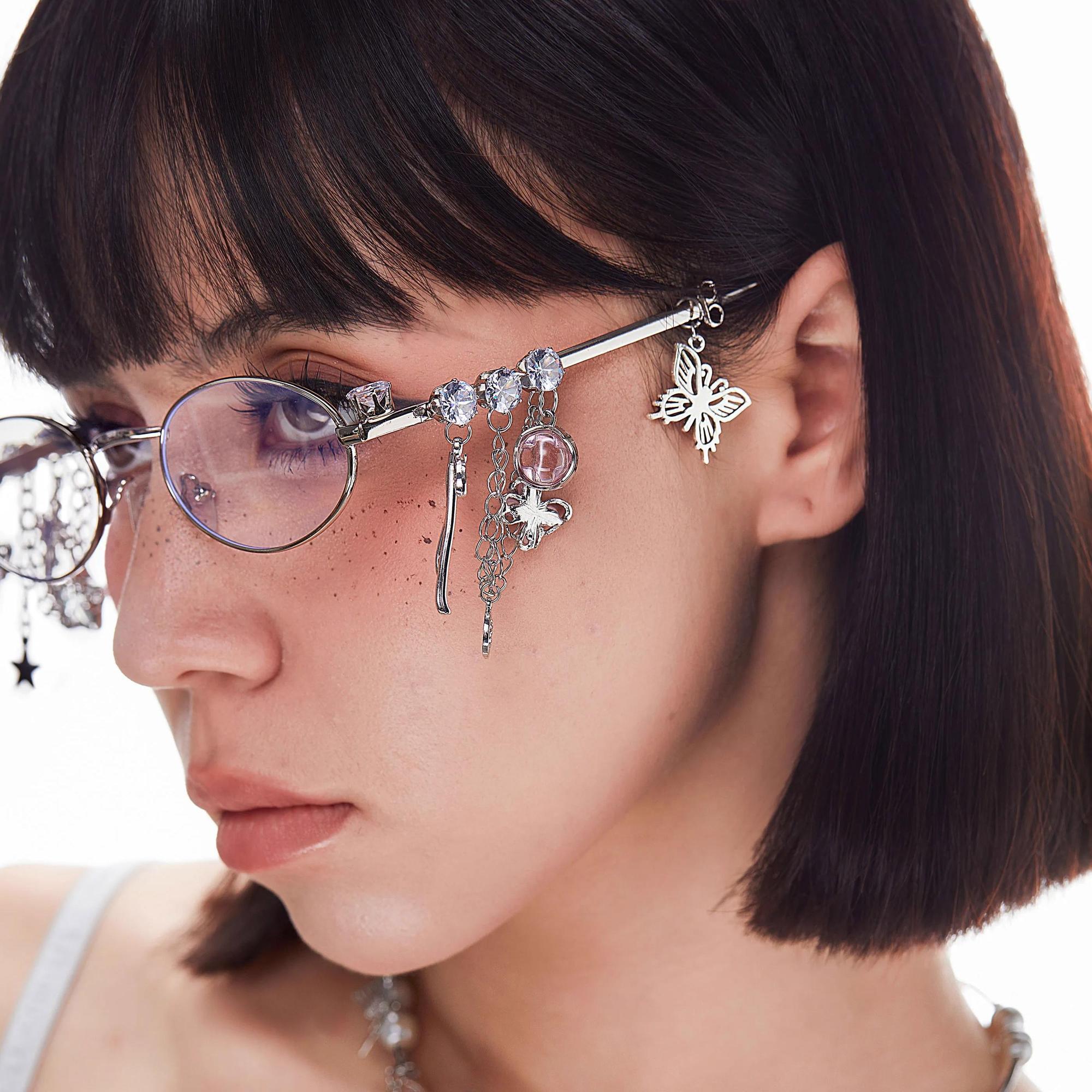 designer gentle monter Personalized Sweet Cool Spicy Girl Sakura Same Style Star Small Frame Elliptical Glasses Light Luxury Small Fragrant Style