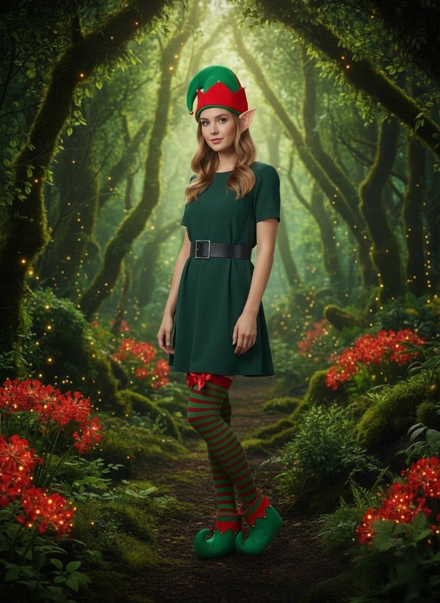 five snowman christmas elf costume sets hats boots twill tights belts and other accessories for christmas women