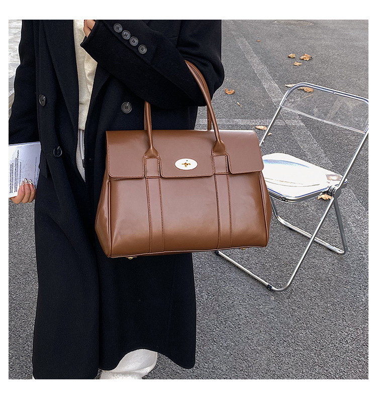 2024 Genuine Leather Women's Briefcase: Versatile Shoulder Crossbody Handbag for Ladies, Brown