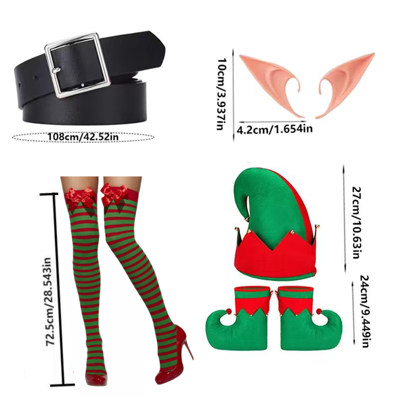 five snowman christmas elf costume sets hats boots twill tights belts and other accessories for christmas women