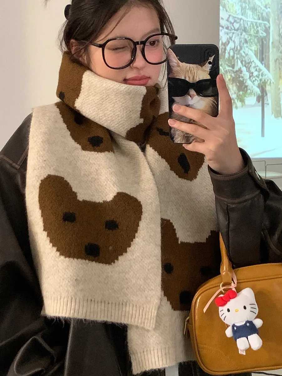 Luxury Woolen Thickened Knitted Scarf For Women New Winter 2025 High-End Warmth And Cold Protection Neck Warmer Black Cute Y251115