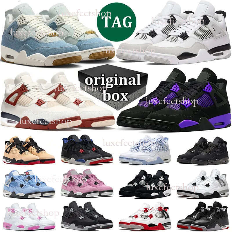 2025 Designer Sneakers 4 Basketball shoes 4s Panda Military Black Cat Worn Blue Cinnabar Purple Thunder Outdoor Sports Trainers Sneaker size 36-47