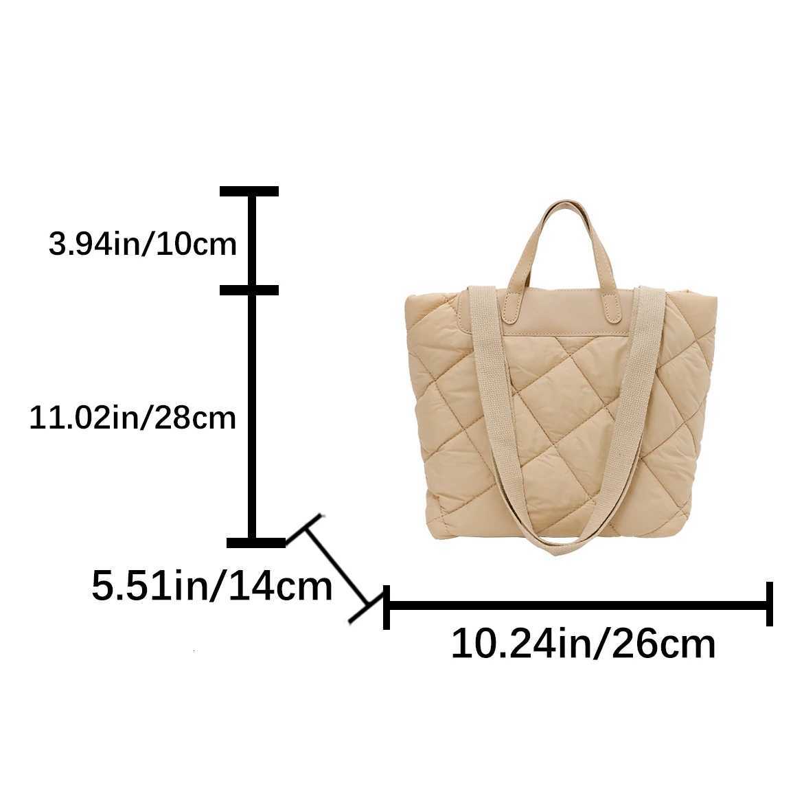 2025 New Winter Handbag Black Fall/Winter Rhombus Space Cotton Shoulder Bag Large Capacity All-Match Nylon Shopping Tote BagW251115