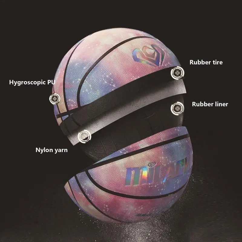 Luminous Basketball Night Reflective Football Glow In The Dark Basketball Size 7 For Adults Outdoor Sports Team Training BallW251115