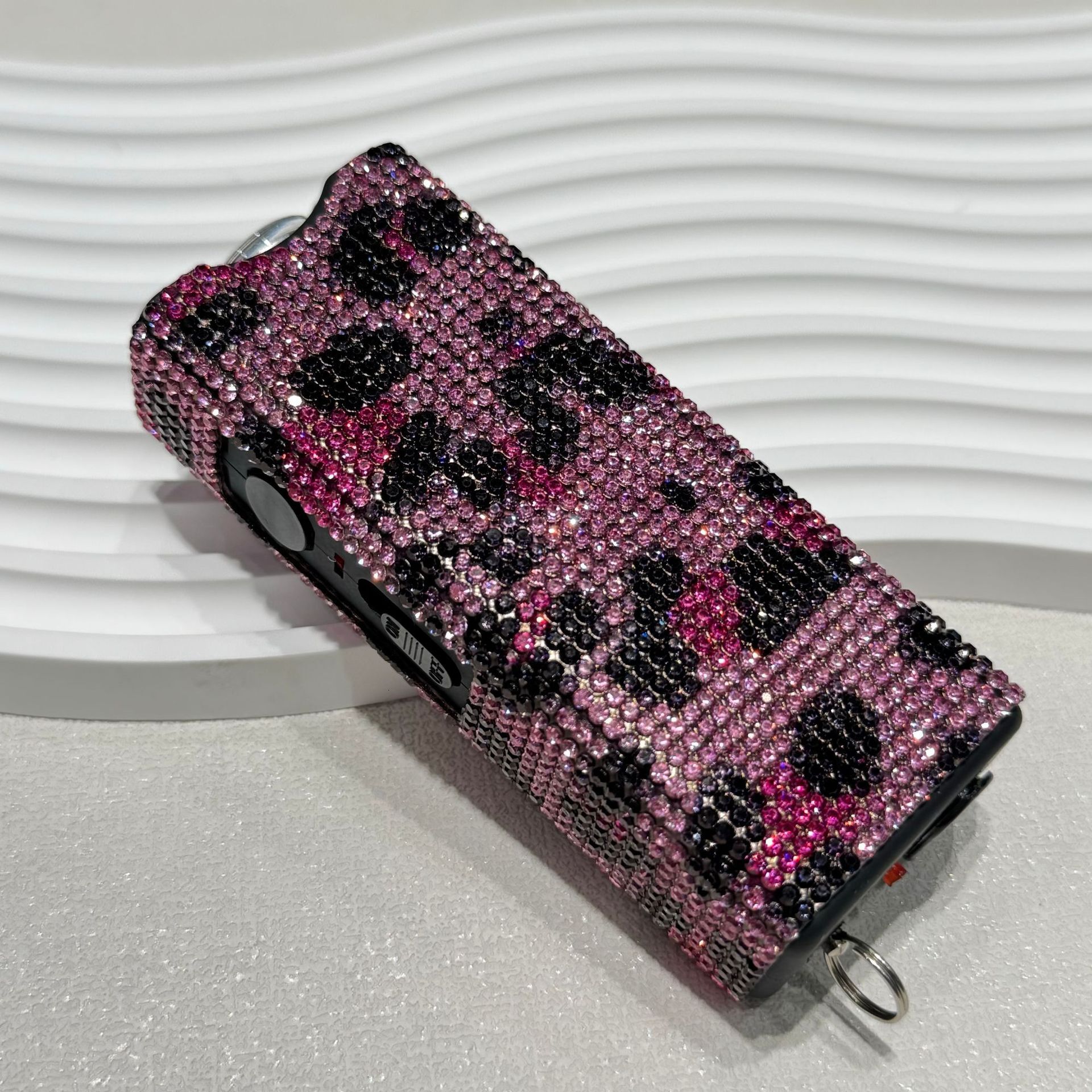 Free shipping new women's self-defense multi-functional flashlight keychain USB charging fashion diamond-inlaid flashlight-N168 - view 7
