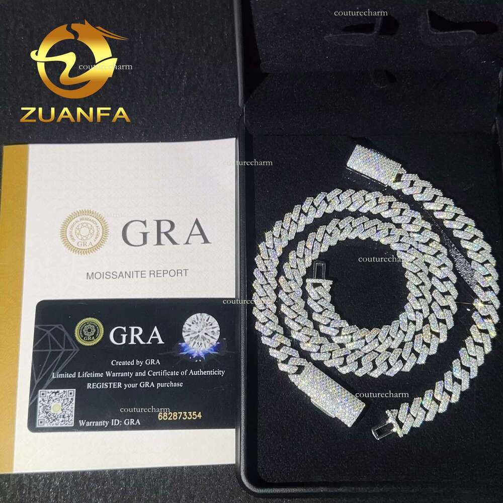 Fast Shipping Dia Hip Hop Jewelry 10mm Moissanite k Sier Iced Out Cuban Bracelet Chain