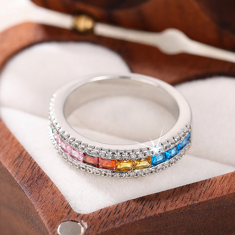 Choucong Wedding Rings Luxury Jewelry 10KT White Gold Fill Princess Cut Multi Color 5A Zircon CZ Diamond Gemstones Party Women Engagement Band Ring Gi