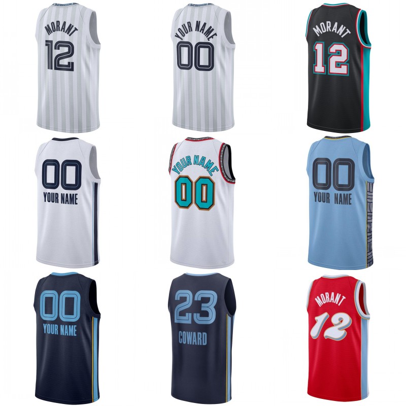 Custom Print Ja Morant Basketball Jersey Hot Pressing Cedric Coward Randolph Gasol Pippen Hall Aldama Small Jackson Edey Prosper Landale Wells Caldwell-Pope Shirt