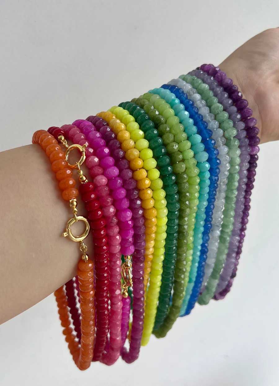 Colorful semi precious stone fashion necklace 5 * 8 cut natural stone bead necklace suitable for women luxurious handmade jewelryXJ250416