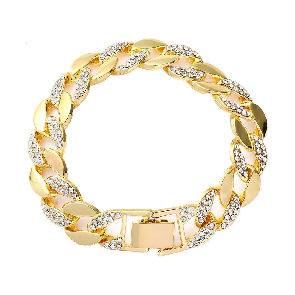 DHCollections Iced Out Cuban Link Bracelet for Men Women Silver Color 7-8 Inch Hip Hop Style Bling Chain Accessory 1 Piece