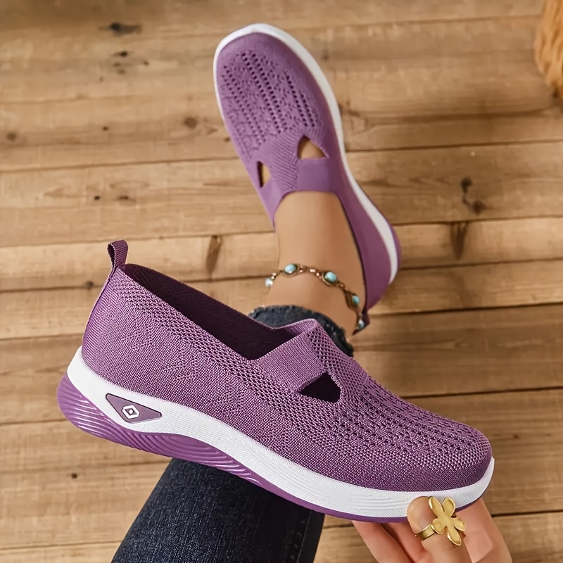 Breathable Lightweight HollowOut Slip-On Sneakers for Women Plus Size Casual Shoes with Embroidery Detail AllSeason