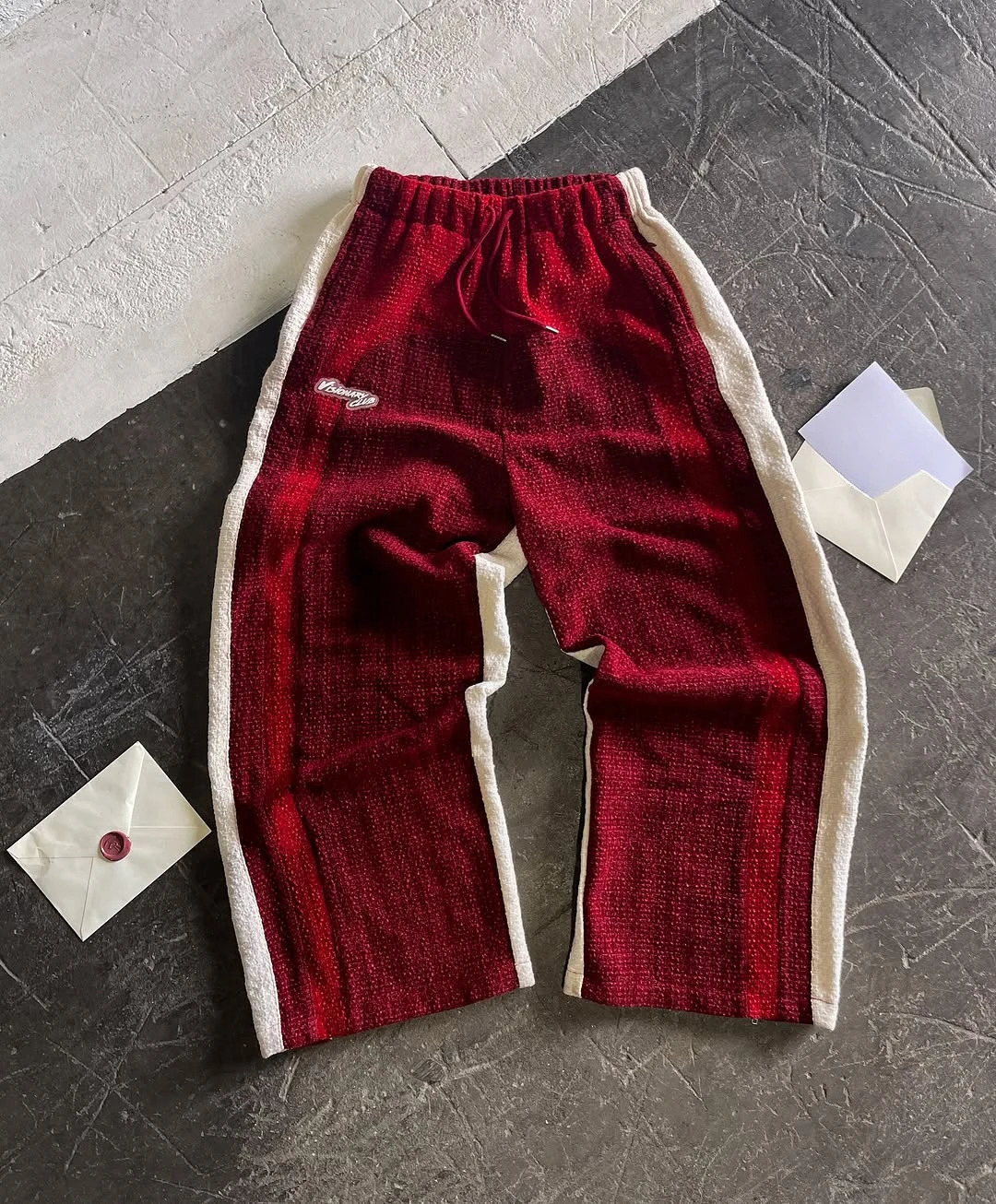 Sweatpants Harajuku Red and White Splicing Joggers Women Casual Baggy Y2k Pants Elastic Waist Wide Leg Trousers Streetwear 250415