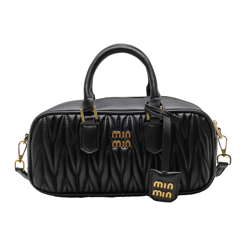 designer bag 2025 new Small-batch fashion small handbag with wrinkled texture for women High-end single-shoulder and crossbody Boston bag