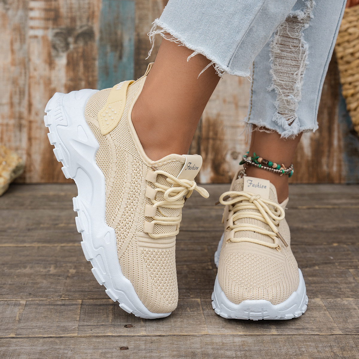 Comfortable Large size Women's white shoes,summer mesh lace sneakers, lowtop running shoes travel and vacation leisure comfortable