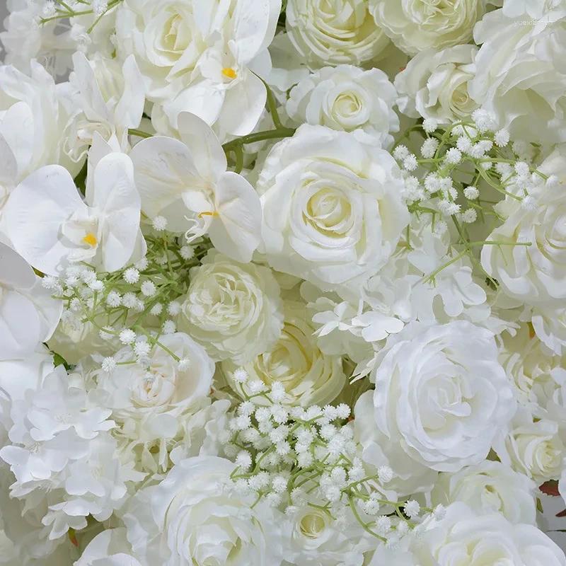 Decorative Flowers SN-LF070 2.4m Party Supplies Heart Shape White Rose Arch Wedding Backdrop Stand Flower For Decoration