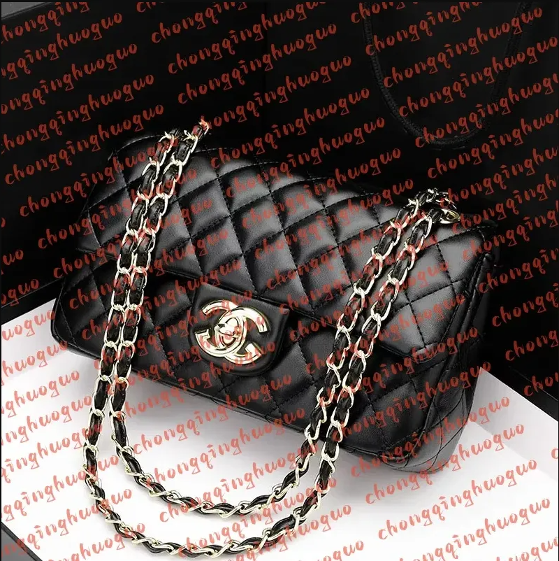 Top Tier Womens Mini Square Bag CF Real Leather Medium Caviar Lambskin Quilted Purse Small Double Flap Black Shouler Box Bag Luxury Designer Maxi Chain Strap HandBag
