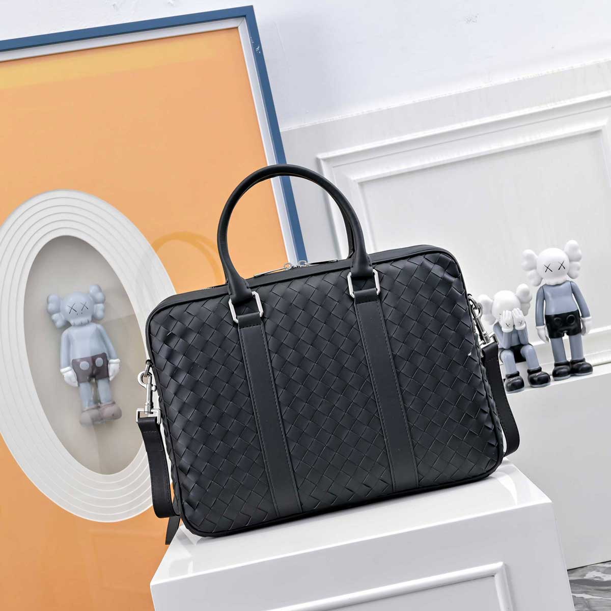 Genuine Leather briefcase men laptop bag top quality Large brief case business wove satchel bags big zipper bag