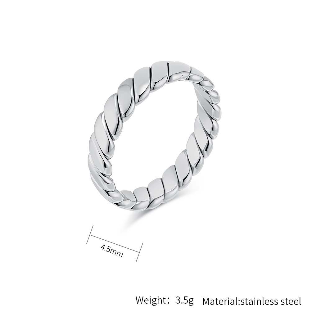 Light Luxury Women's Titanium Steel Ring with 18K Gold Plate - Unique Geometric Design