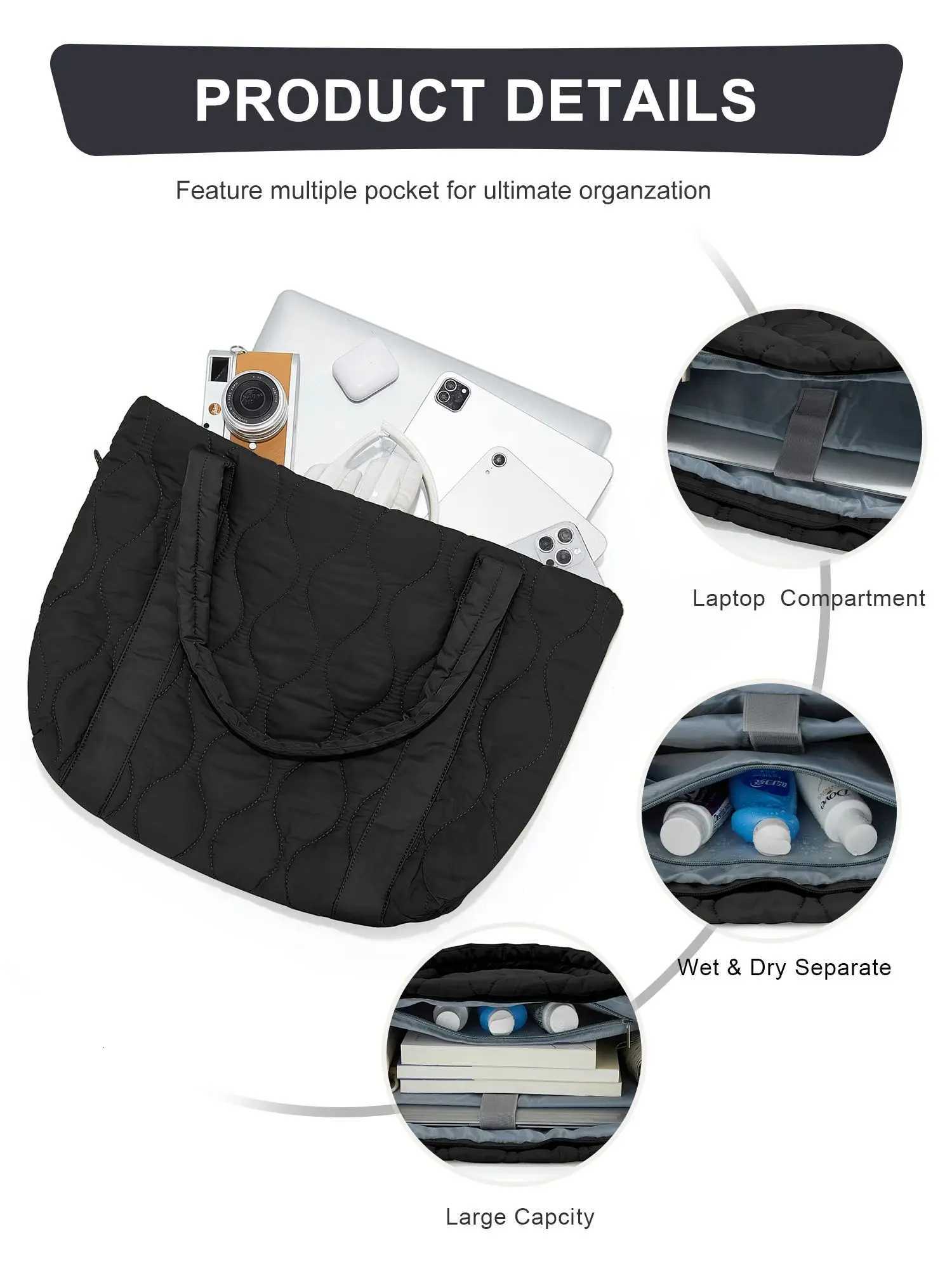 Womens Tote Bag Shoulder Bag Sewing Thread Large Capacity Fashion Advanced Sense Handbag Practical Females Commuter laptop BagW251115