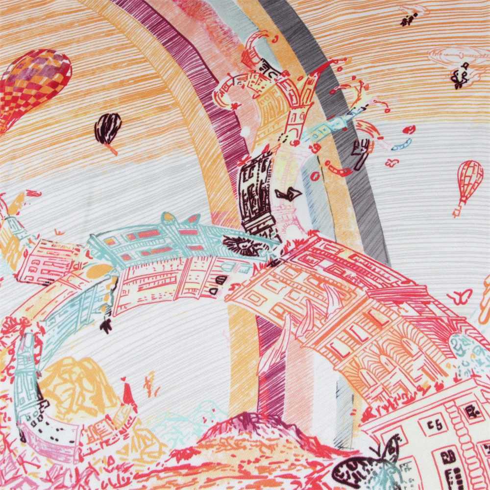 Silk Scarf for Women Forecast City Print Square Scarf Head Echarpes Silk Fountain Womens Bag Beach Shawl Bandana Womens Headscarf 90CM S25415 - view 6