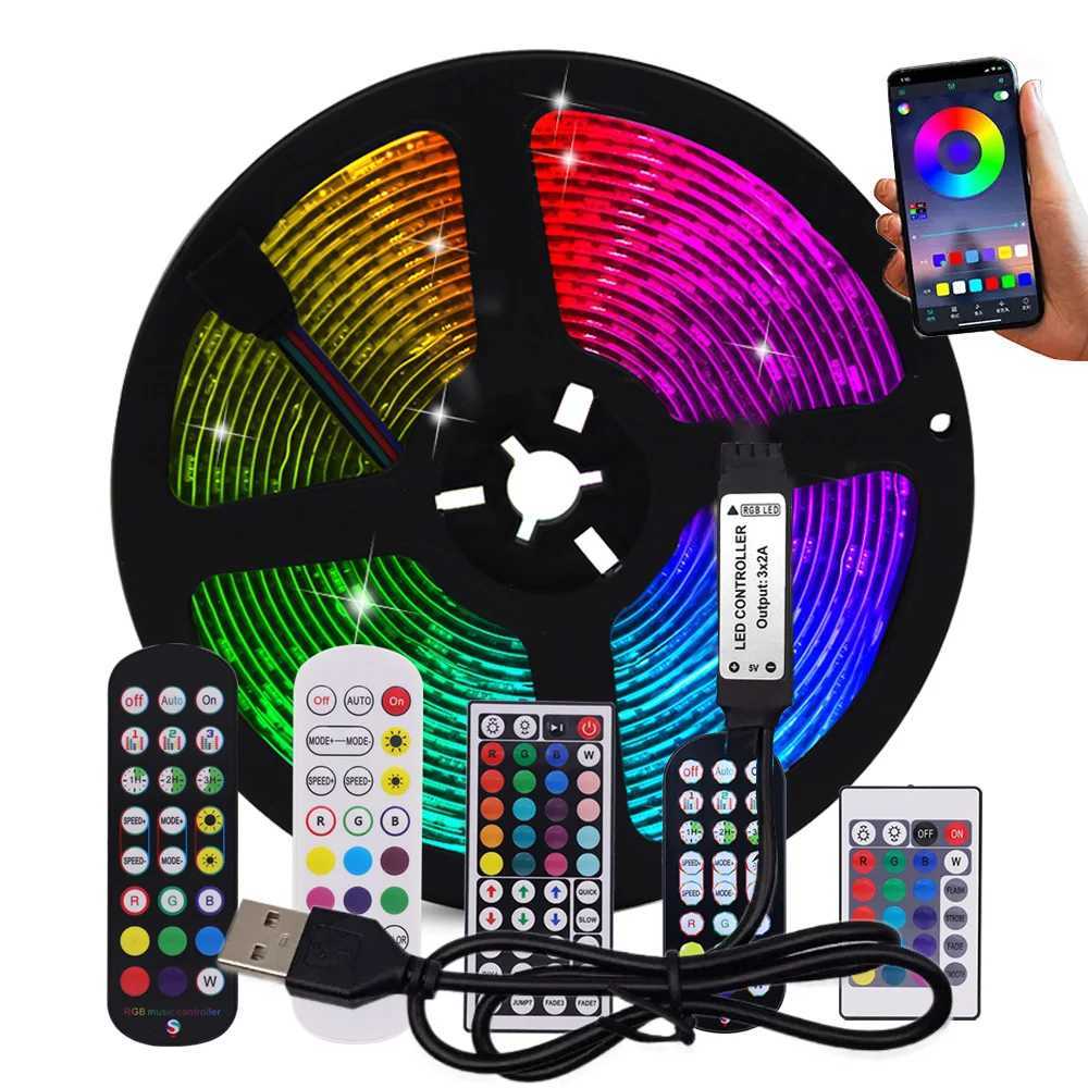 5V 5050 RGB LED strip light USB power remote control 5m 10m light with TV backlight holiday decoration 0.5/1/2/3m black PCB Z250416
