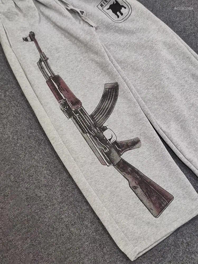 Men's Pants Y2K Retro Harajuku Double Embroidered Waist Print Sweatpants Hip Hop Goth Clothes Fashion Wide Leg Baggy Streetwear Unisex