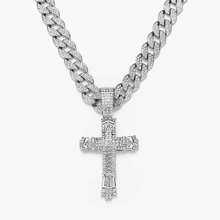 DHcollection NL2208 Cross Pendant Necklace for Men Hip Hop Bg With Crystal Miami Cuban Chain Fashion Jewelry