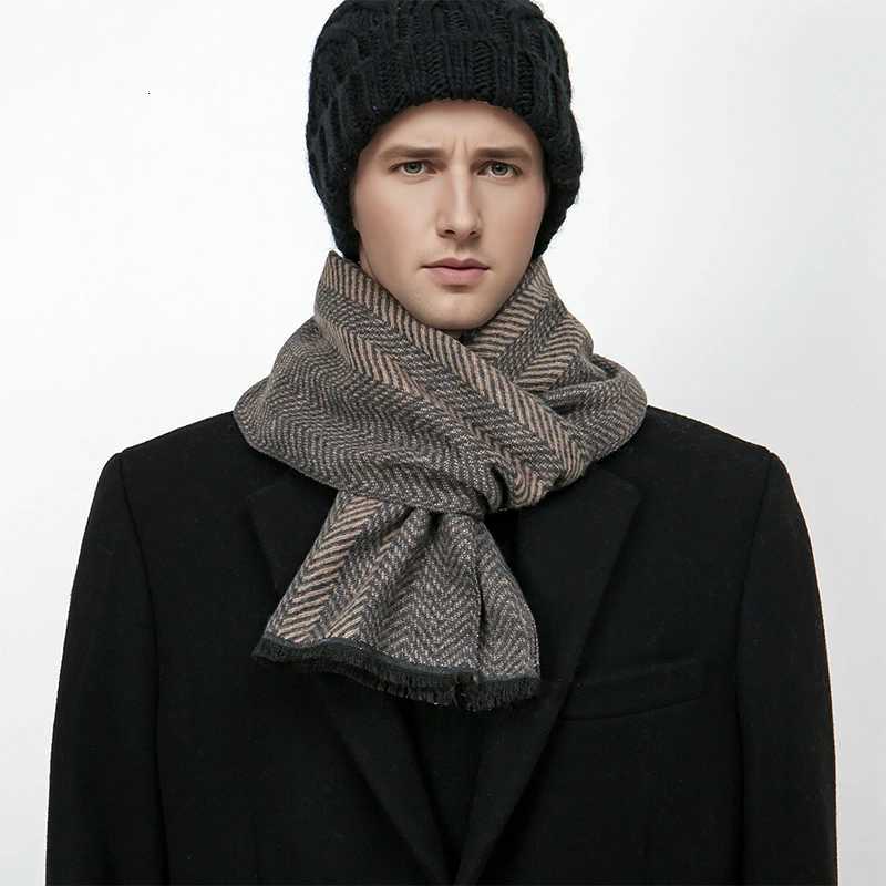 Luxury Winter Plaid Scarf Design Men Cashmere Pashmina Warm Shawl Lady Wrap Tassel Scarves Knitted Thick Blanket 2025 Y251115