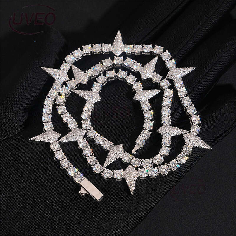 Sterling Silver Gold VVS Jewelry Iced Out 925 Moissanite Cuban Ring Hip Hop Pass Dias Tester Cuban Link Chains Pendant Mens Gift Moissanite Chain