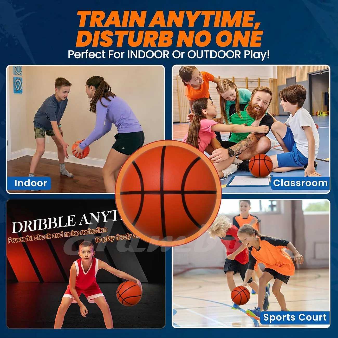 Dropship Weighted Basketball Silent Dribble Indoor 295inch-580g PU Foam Airless Basketball Quiet Bounce 90 of Real w/o NoiseW251115