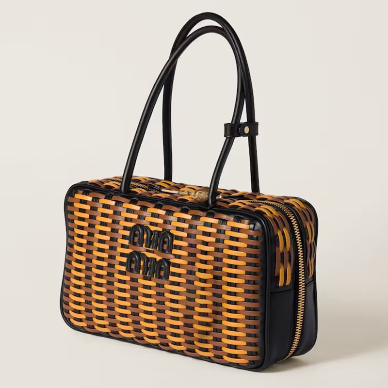 designer bag 2025 new All-match woven shoulder handbag underarm bag rope-woven briefcase tote bag resort style