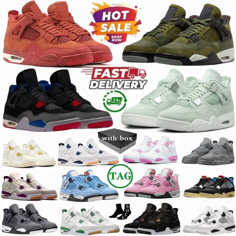 Desinger shoes 4 Basketball Shoes For Men Women 4s Sneaker Military Black Cat Pine Green Seafoam White Oreo Red Thunder Unc Bred Cacao Medium Olive Sail Mens Trainers