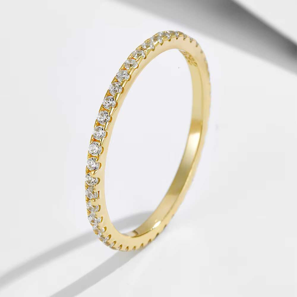 DHCollections Hot Sale S Sier Ring Gold Plated Delicate Bg Dia Cubic Zirconia Cz Pave Engagement Rings for Women
