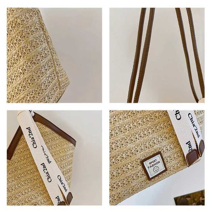 Womens large capacity shoulder bag summer grass basket womens handbag fashionable designer beach bag Bali shopping bag Z250416