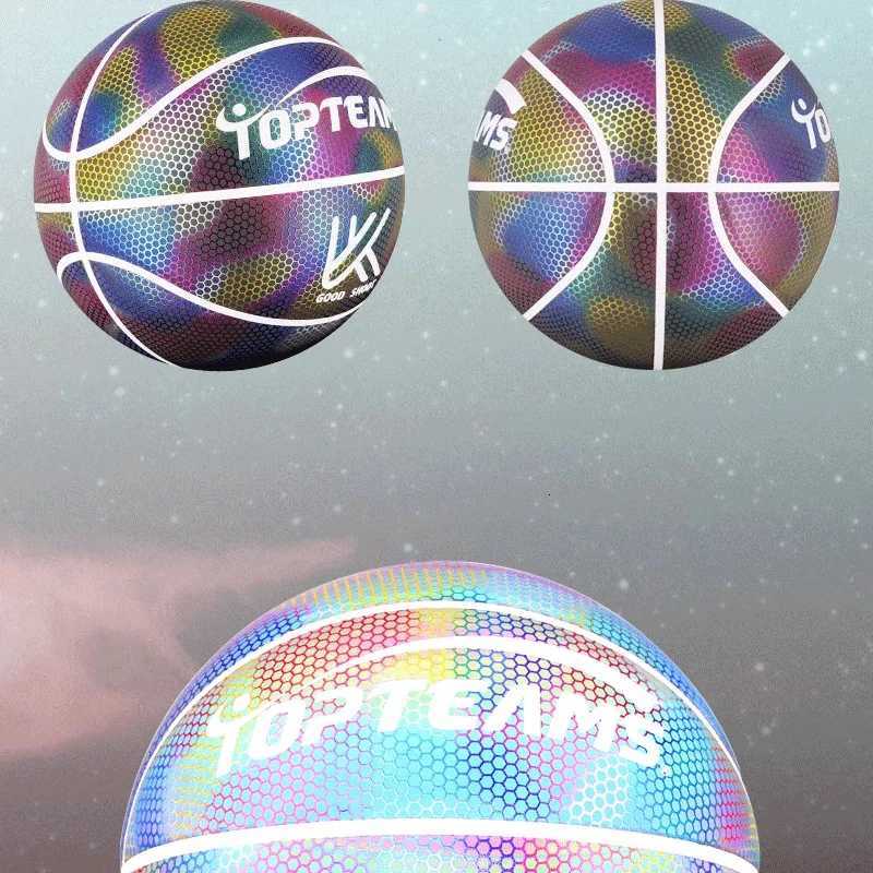Basketball Size 7 Standard Adult PU Material With Holographic Luminous Reflective Design Training Ball Gift For Sports LoversW251115