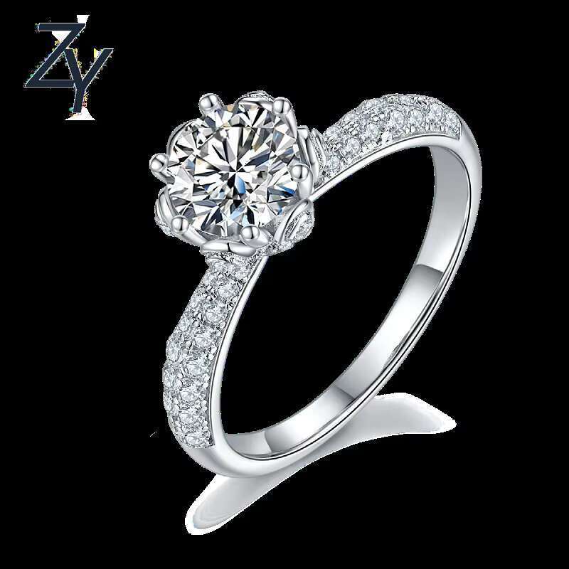 DHCollections Engagement Rings Jewelry Plated Ring Gold High Quality in Stock Sterg Sier for Women with Moissanite 1ct 6.5mm M27A