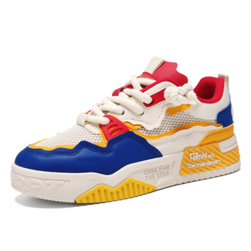 Free shipping Men's High-Top Basketball Shoes with Leather Upper and Red Mesh Internally elevated soft soled running shoes Soul-warming