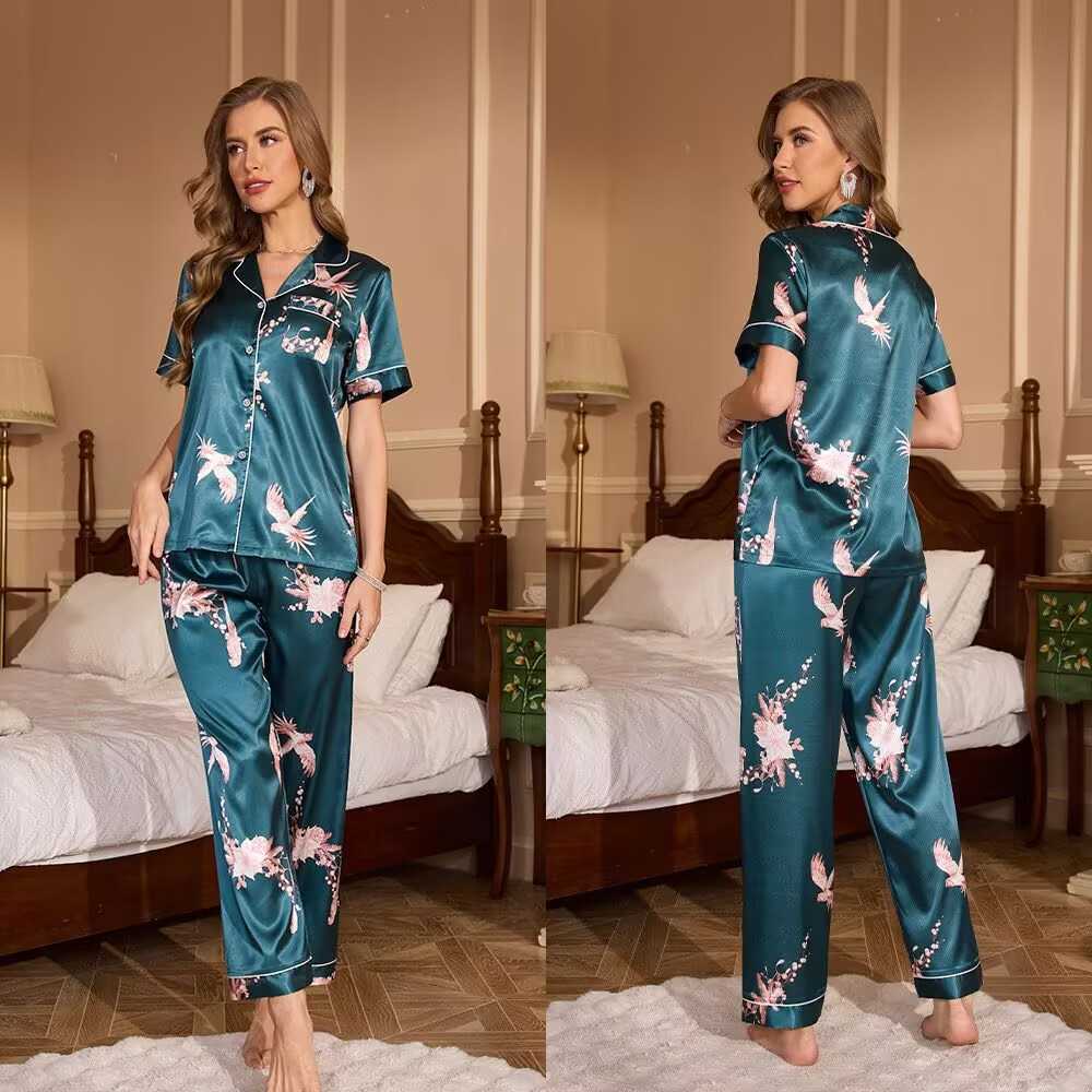 Satin Silk Pajamas for Womens Set pyjamas Button Pigiama Donna pjs Winter jer Pijama Sleepwear Nightwear Pizama Damska 2PcsC241209C250109