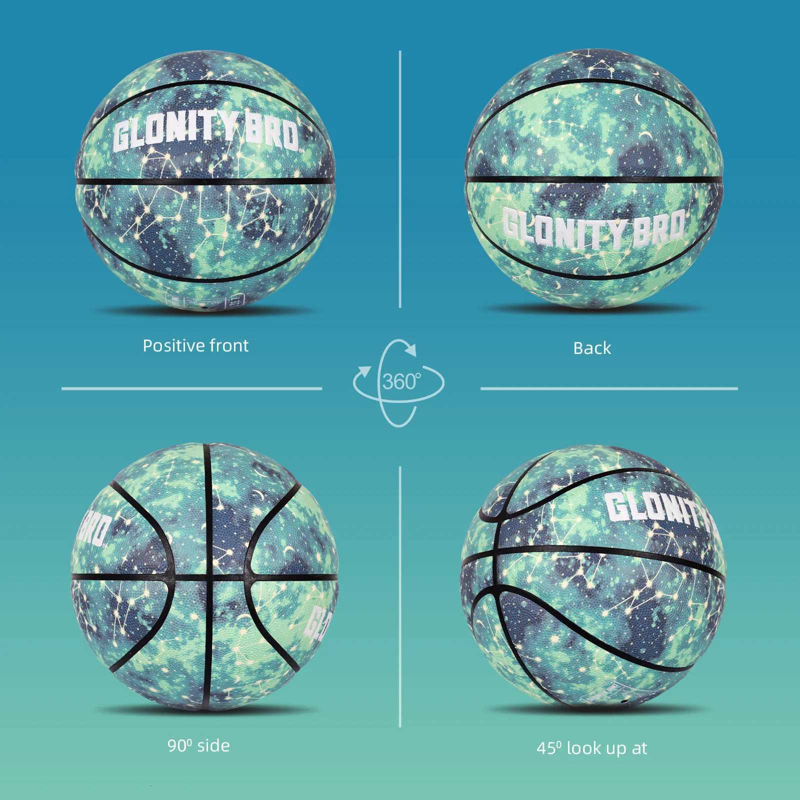Glowing Luminous Basketball PU Leather Streetball For Youth Adult Indoor-Outdoor Night Game Basketball Training Match Ball GreenW251115
