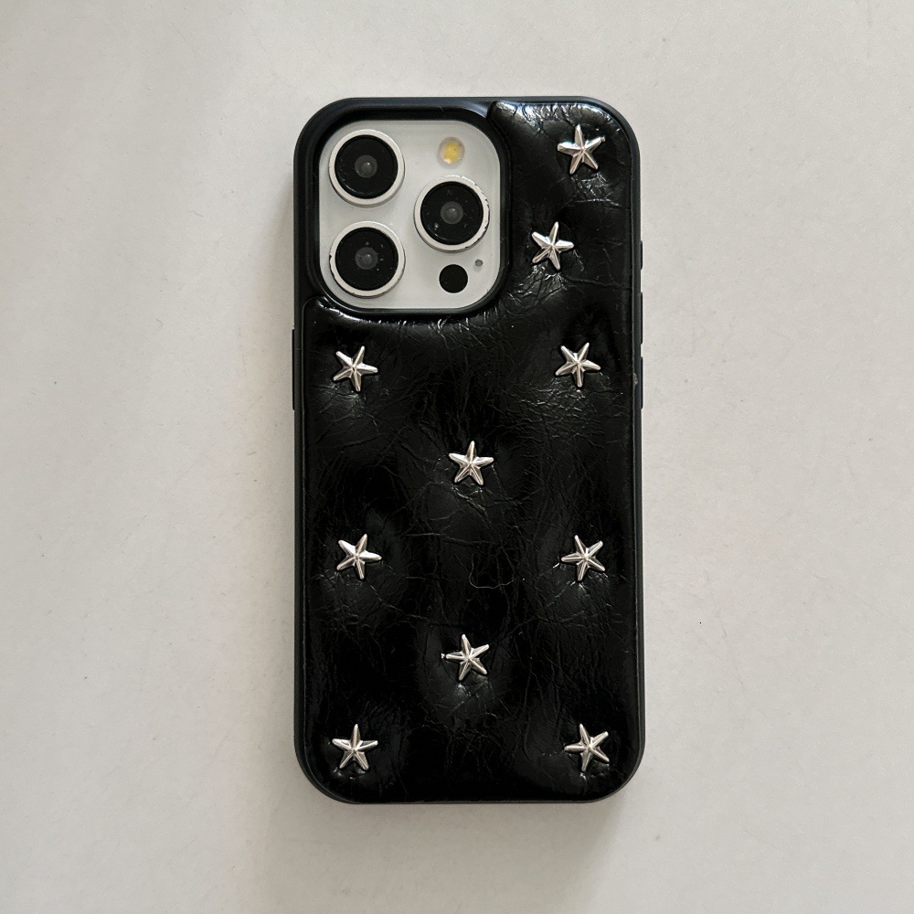 Full Screen Little Stars Rivet Phone Case Compatible with iPhone 17/16 Pro Max Personalized Solid Color iPhone 15/14 Pro