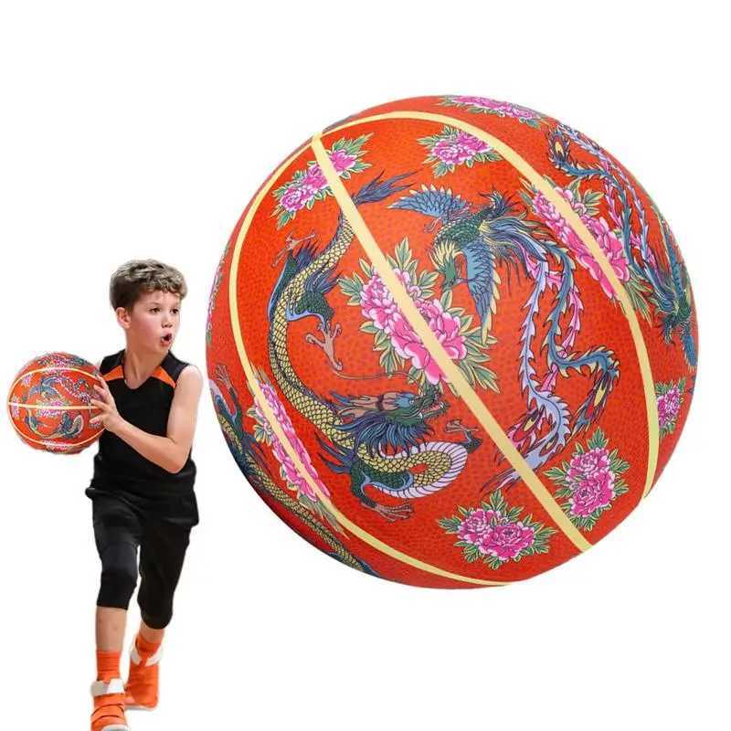 Silent Basketball Dribbling Indoor Bounce Ball Indoor Basketball Fabric Soundless Basketball Dragon Phoenix Peony Silent BallW251115