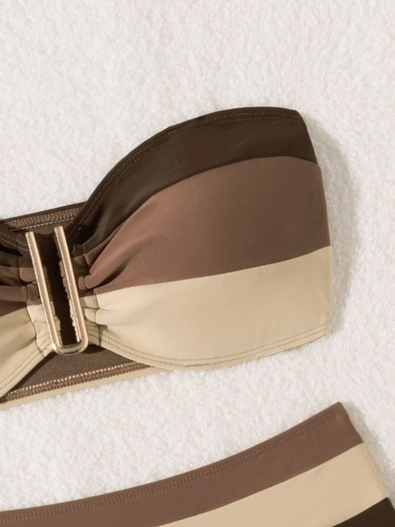 Women's Bikini Chest-wrapping Design U-shaped Metal Ring on the Chest Color-blocking Splicing Fashionable and Sexy