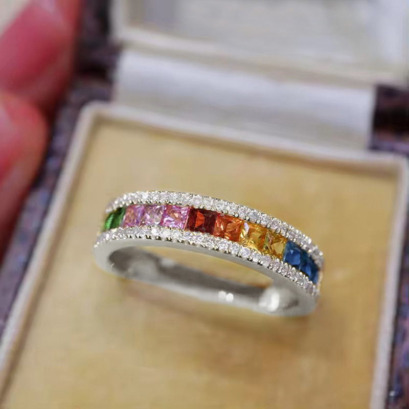 Choucong Wedding Rings Luxury Jewelry 10KT White Gold Fill Princess Cut Multi Color 5A Zircon CZ Diamond Gemstones Party Women Engagement Band Ring Gi