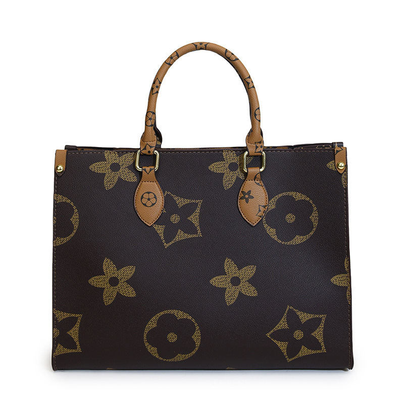 2025 Designer New Print Large Capacity Tote Bag Women Fashion Versatile Shoulder Bag Simple Commuter handbag Coffee Brown
